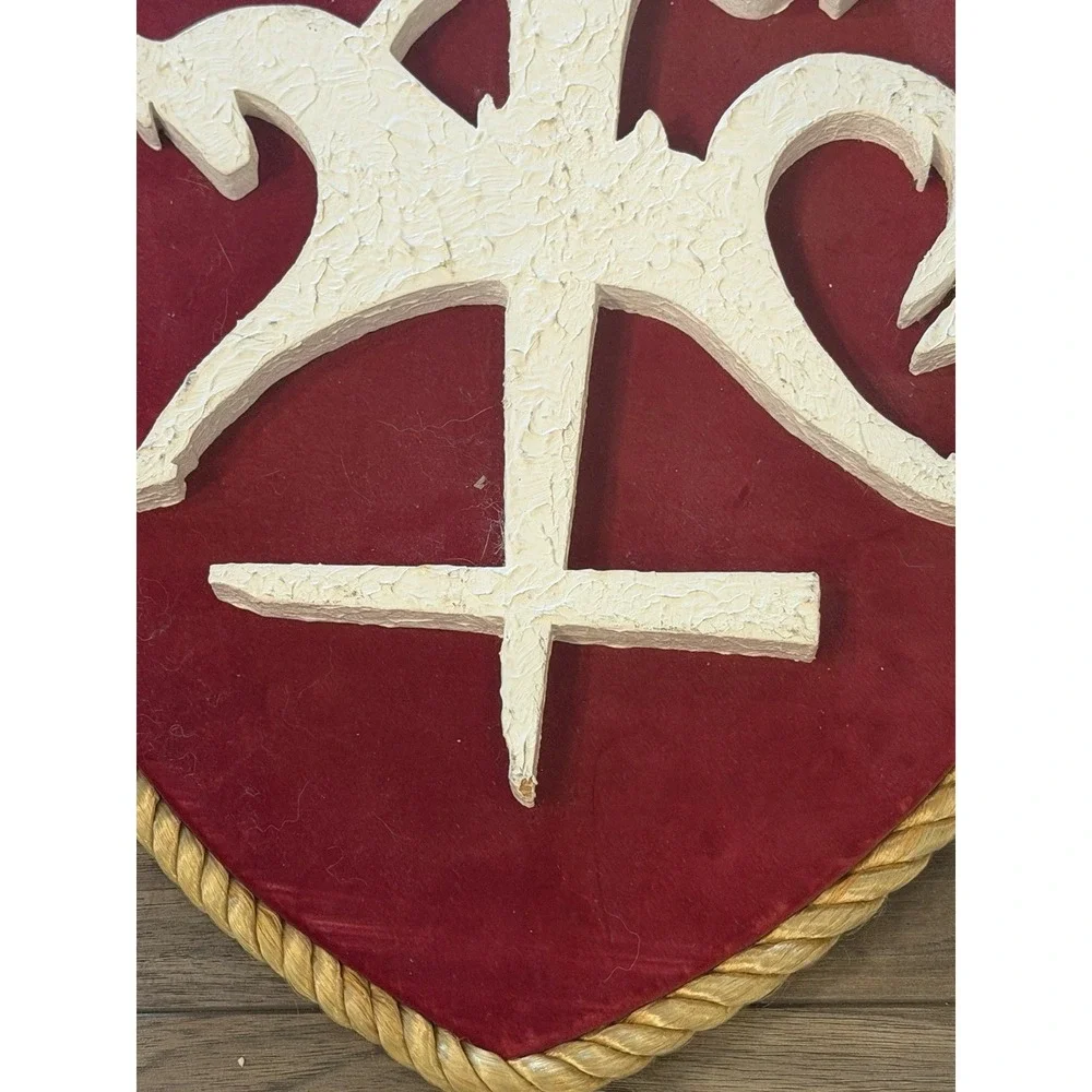Vintage Vytis Lithuanian Coat of Arms Wall Plaque Carved Wood Velvet 15